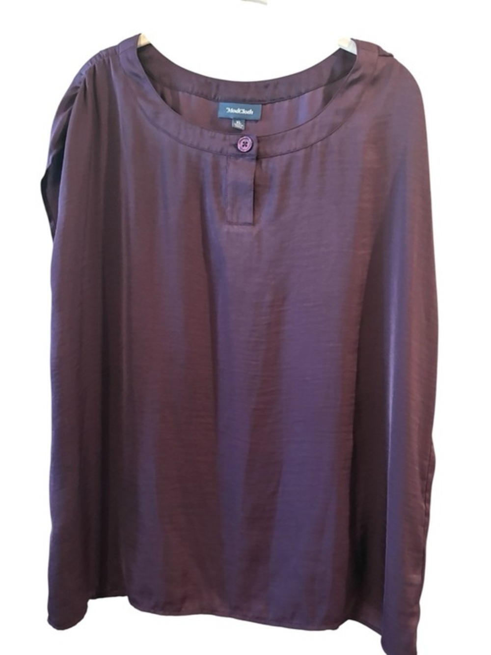 ModCloth Plum Satin Blouse XL | Elegant Minimalist  Career business  Top
